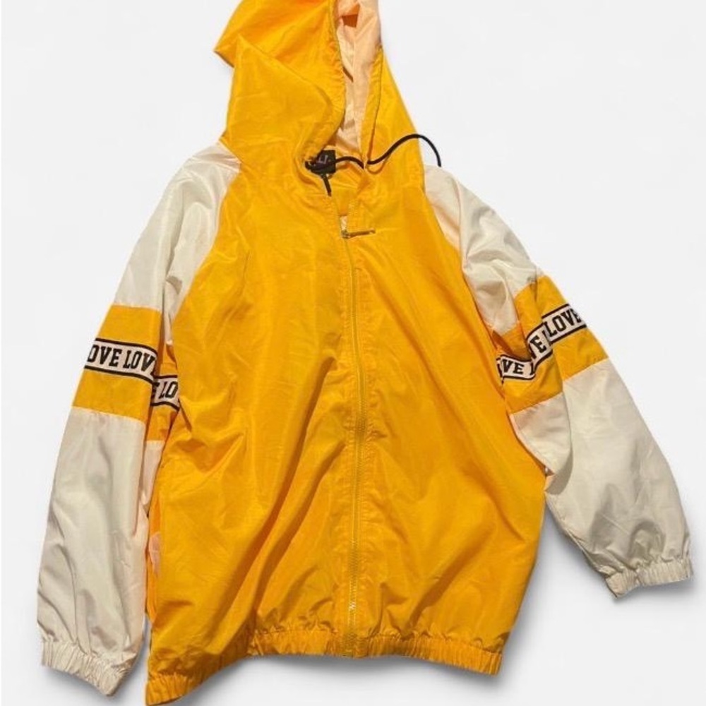 Thrill Yellow Hooded Jacket with Pink Logo Detail